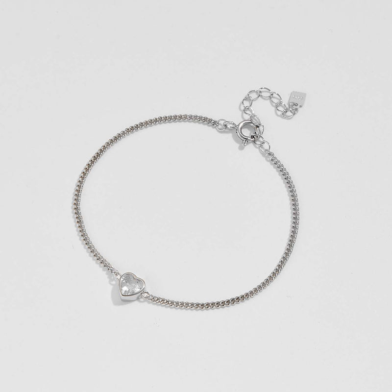 Gabriela Heart Inlaid Zircon Spring Ring Closure Bracelet