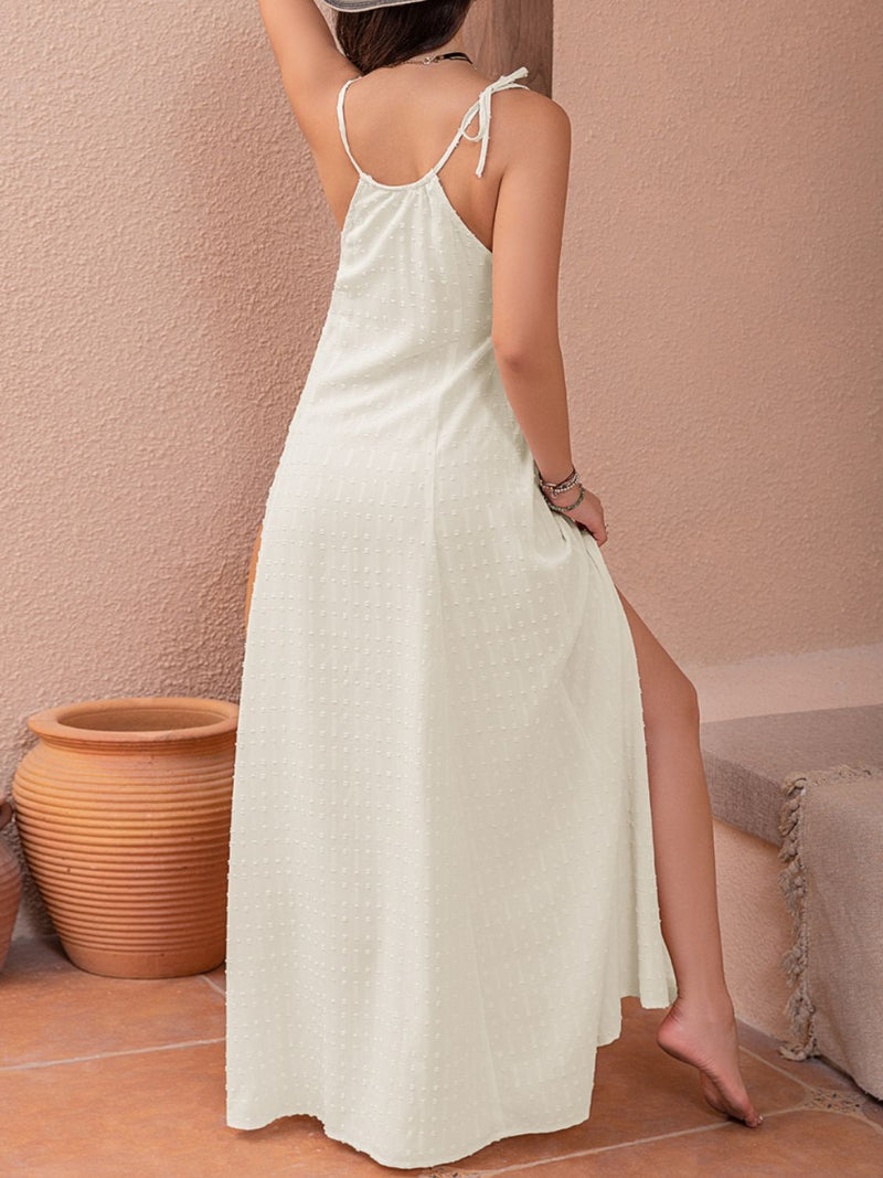 Leia Swiss Dot Cutout Sleeveless Maxi Dress