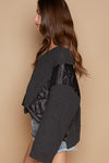 Millie Cable Knit Quilting Patch V-Neck Sweater