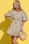 Adalynn Floral Surplice Puff Sleeve Dress