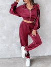 Cecelia Zip Up Long Sleeve Cropped Top and Joggers Set