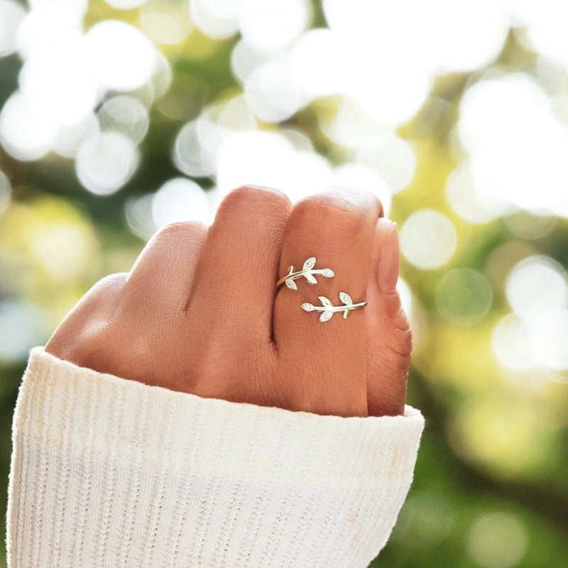 Coraline 925 Sterling Silver Zircon Leaf Shape Ring