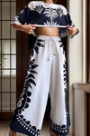 Aubrey Printed Half Sleeve Top and Wide Leg Pants Set