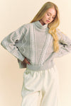 Grace Cable-Knit Turtleneck Dropped Shoulder Sweater