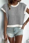 Luisa Striped Round Neck Sweater Vest