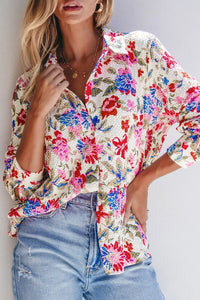 Sylvia Floral Collared Neck Long Sleeve Shirt