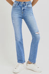 Avayah Distressed High-Rise Ankle Straight Jeans