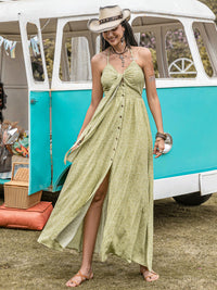 Nori Printed Halter Neck Maxi Dress