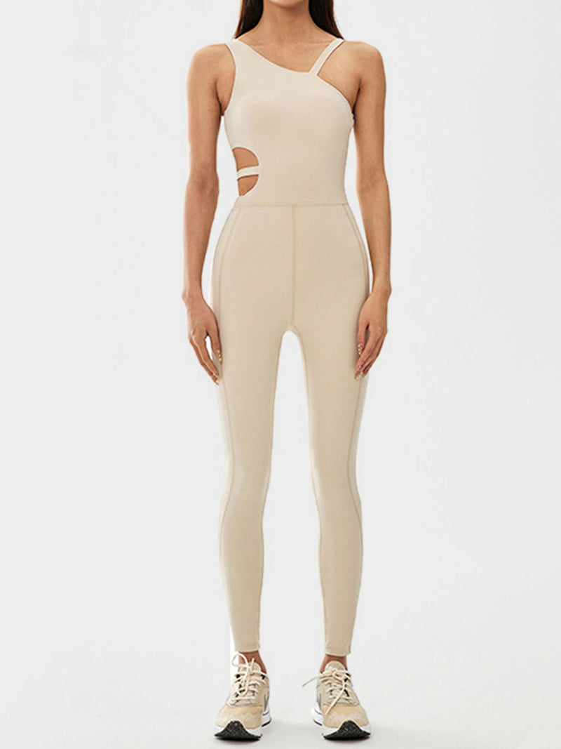 Kyla Cutout Asymmetrical Neck Active Jumpsuit