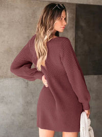 Amirah V-Neck Long Sleeve Sweater Dress