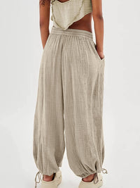 Averie Textured Tied Pants with Pockets