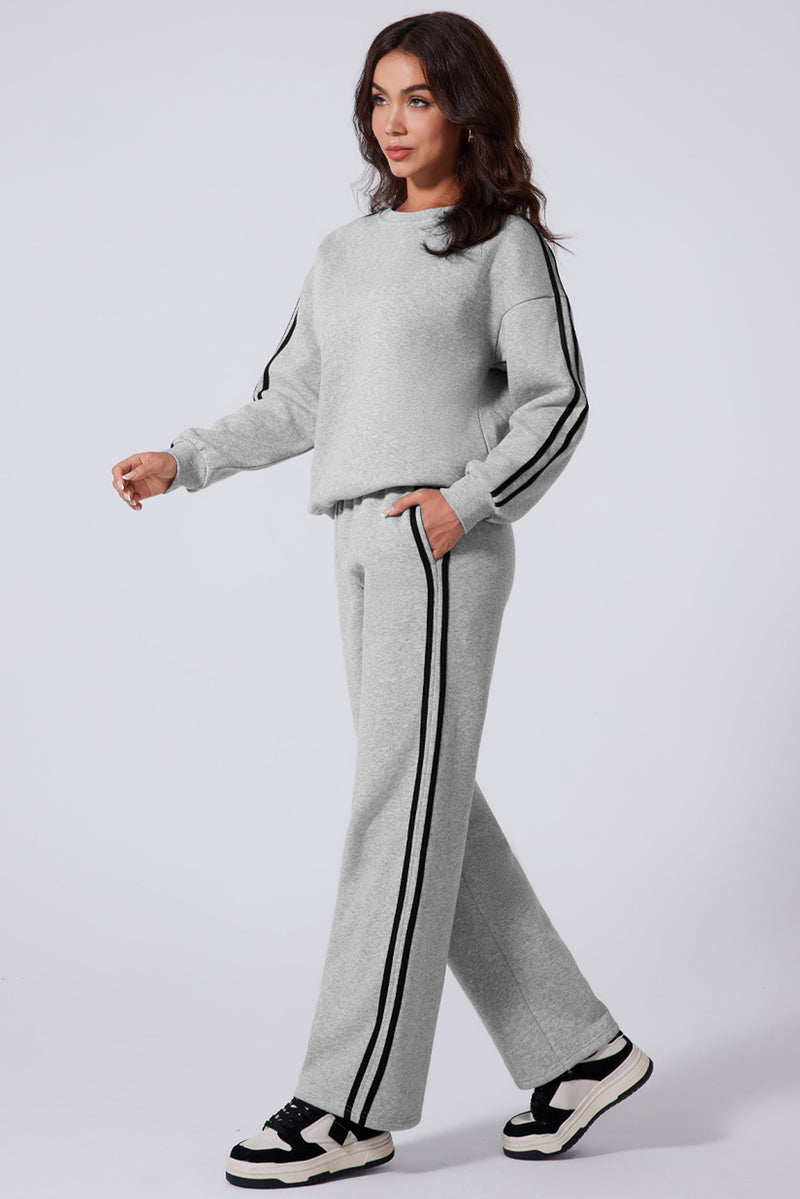 Lakelyn Side Striped Round Neck Top and Pants Active Set