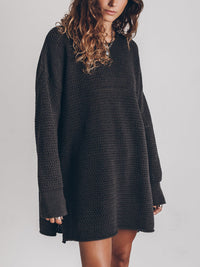 Rylee Round Neck Long Sleeve Slit Sweater