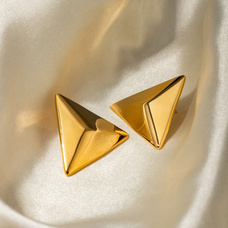 Samira Stainless Steel 3D Triangle Earrings