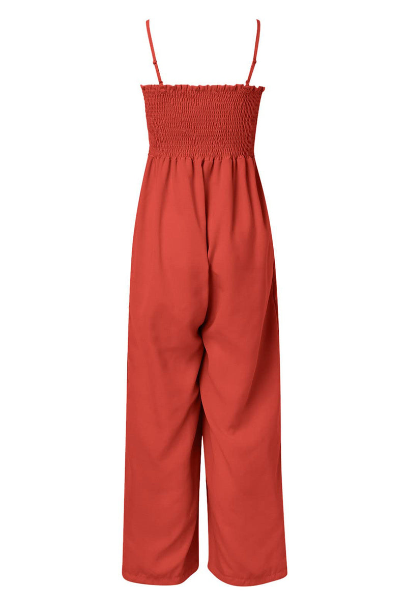 Virginia Smocked Spaghetti Strap Wide Leg Jumpsuit