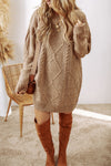 River Cable-Knit Round Neck Sweater Dress