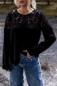 Mariah Lace Round Neck Long Sleeve Blouse