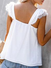 Emely Lace Detail V-Neck Cap Sleeve Blouse