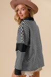 Scarlett Striped Contrast Long Sleeve Knit Top