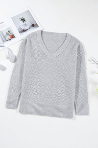 Cora V-Neck Dropped Shoulder Sweater