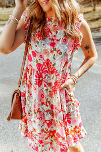 Demi Ruffled Printed Mock Neck Dress