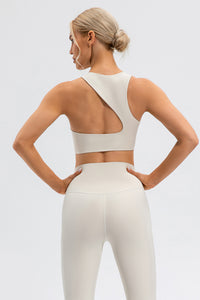 Thalia Round Neck Cutout Cropped Active Tank