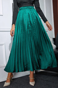 Laylah Elastic Waist Pleated Midi Skirt