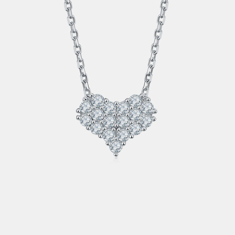 Fatima Moissanite 925 Sterling Silver Heart Necklace