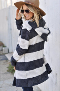 Nylah Contrast Stripes Open Front Long Sleeve Cardigan