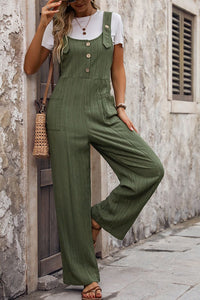 Milana Textured Pocketed Wide Strap Overalls