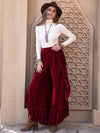 Paola Slit Ruffled Wide Leg Pants