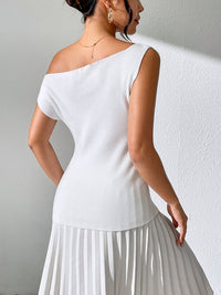 Rachel Single Shoulder Short Sleeve Knit Top