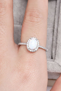 Brooklynn Opal 925 Sterling Silver Halo Ring