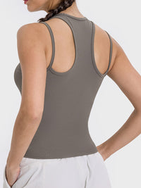 Kamilah Cutout Round Neck Racerback Active Tank