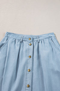 Sarahi Snap Down High Waist Denim Skirt