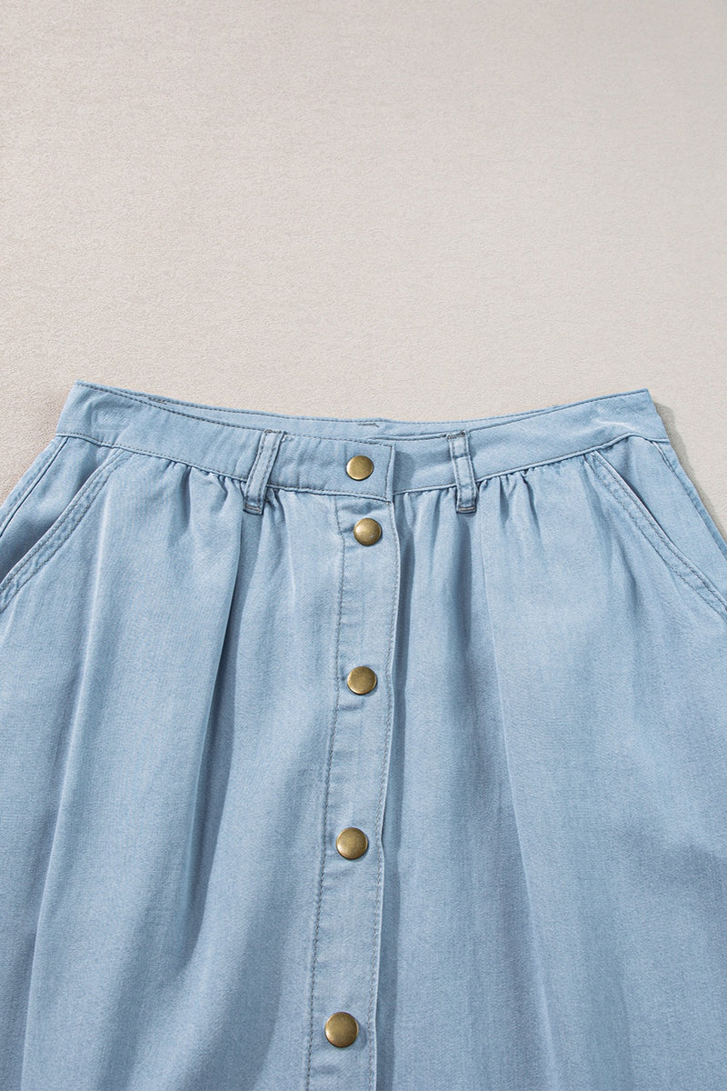 Sarahi Snap Down High Waist Denim Skirt