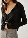 Madilyn Exposed Seam Notched Long Sleeve T-Shirt