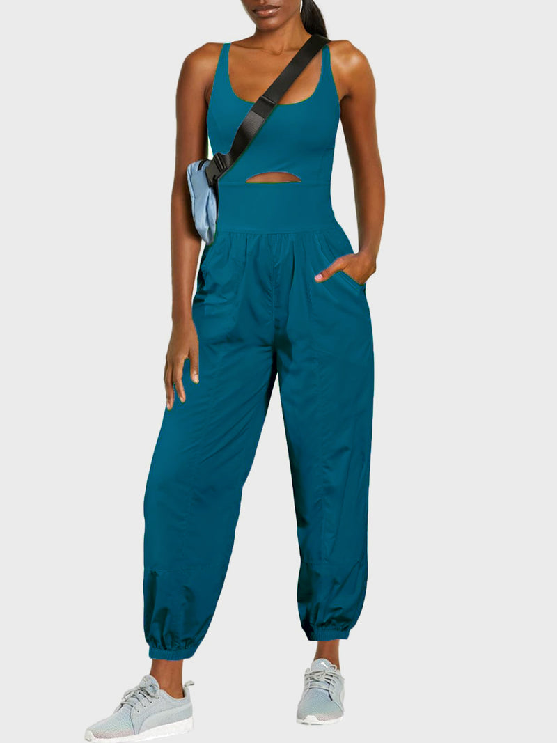 Amari Cutout Scoop Neck Wide Strap Jumpsuit