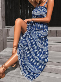 Selah Perfee Printed Square Neck Sleeveless Maxi Dress