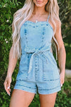 India Tied Spaghetti Strap Denim Romper