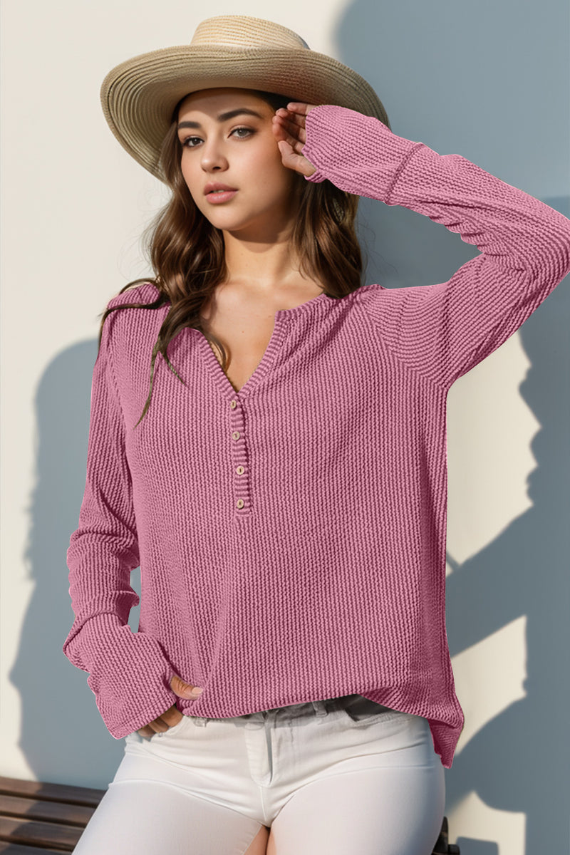 Raegan Notched Thumbhole Long Sleeve T-Shirt