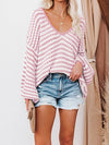 Kali Striped Drop Shoulder V-Neck Sweater