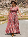 Amy Plus Size Floral Slit Ruffle Hem Dress