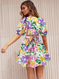 Hayley Printed Surplice Short Sleeve Dress