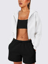 Raven Zip Up Long Sleeve Hooded Cropped Jacket