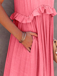 Zahra Ruffled Sleeveless Tiered Maxi Dress with Pockets