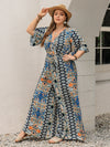 Julia Plus Size Printed Half Sleeve Wide Leg Jumpsuit