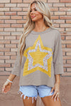 Mae Star Applique Round Neck T-Shirt