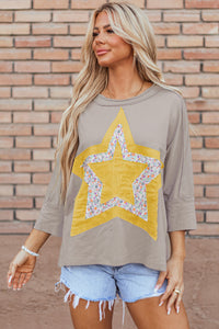 Mae Star Applique Round Neck T-Shirt