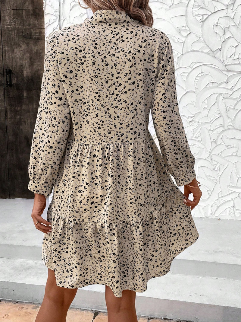 Rayne Tied Printed Long Sleeve Mini Dress